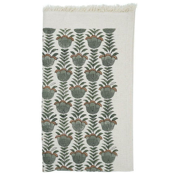 Fabdivine Cotton Waffle Weave Hand Towel – Soft & Durable with Hand Block Print, 17" x 32", Set of 20, Lotus