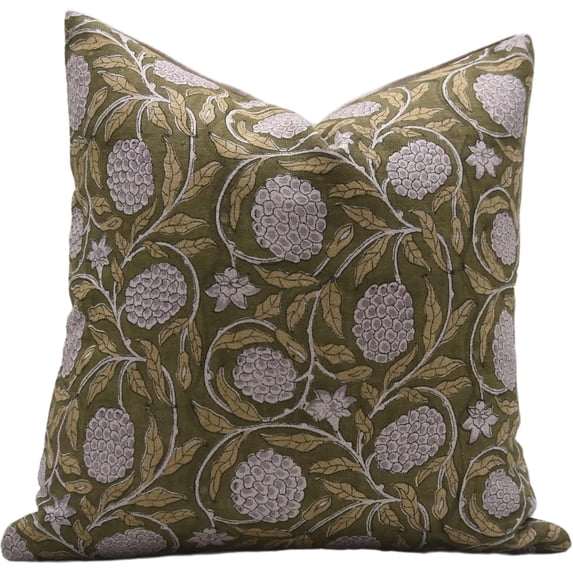 Fabdivine Decorative Hand Block Print Pure Linen Pillow Covers, 16X16, Throw Pillowcase Cushion Cover with Zipper for Sofa, Couch, Home Décor, Outdoor, Farmhouse, Living Room, Meraki