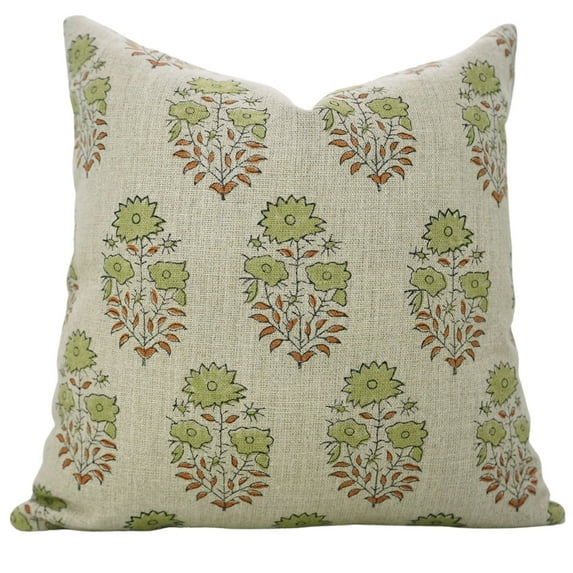 Fabdivine Farmhouse "Thick Linen" Cushion Case Decor for Home, Accent Pillow for Living Room, "Green", 22"X22", Pillow for Bed, Couch, Sofa