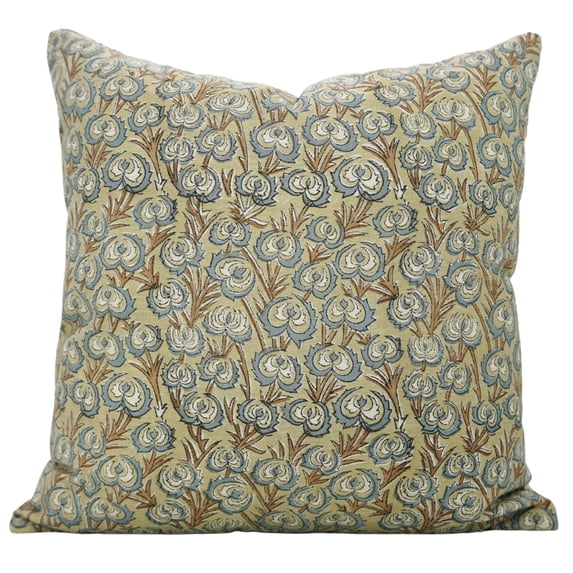 Fabdivine Farmhouse Viscose Linen Cushion Case Decor for Home, Accent Pillow for Living Room, Size 16"X16", Blue, Pillow for Bed, Couch, Sofa