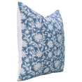 thumbnail image 1 of Fabdivine Floral Block Print Boho Decorative Cotton Throw Pillow Cover, Handblock Printed Cushion Cover for Sofa , 14"X14", Blue, 1 of 3
