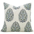 thumbnail image 1 of Fabdivine Floral Block Print Boho Decorative "Viscose Linen" Throw Pillow Cover, Handblock Printed Cushion Cover for Sofa , 22"X22", "Gray", 1 of 4