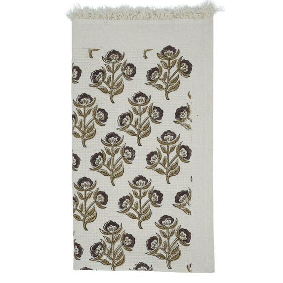Fabdivine Hand Block Print Cotton Waffle Towel – Soft & Absorbent, 17" x 32", Set of 10, Bael Patra