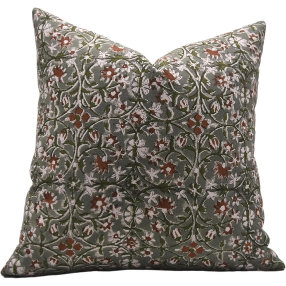 Fabdivine Hand Block Print Duck Canvas Decorative Pillow Covers, 18X18, Mahalaxmi