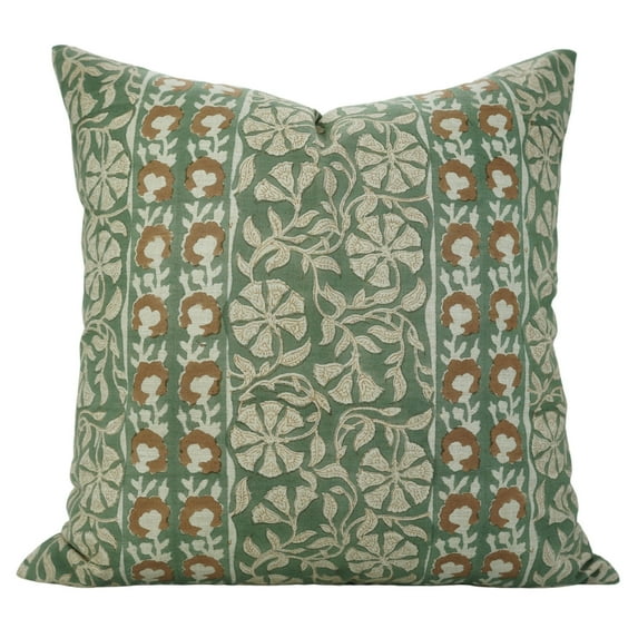 Fabdivine Hand Block Print , Lightweight & Soft Linen Blend Pillow Covers , 18"X18" , Rudraksh Border