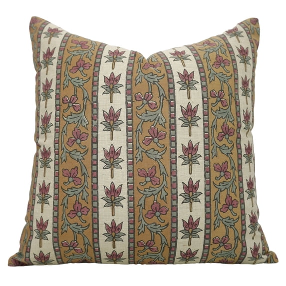 Fabdivine Hand Block Print Pillow Covers, Lightweight & Soft , 20"X20" Linen Blend Pillow Covers , Laxmi