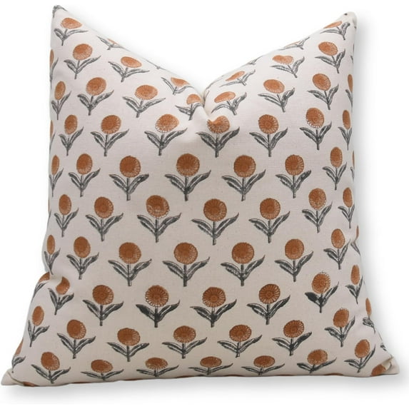 Fabdivine Handmade Duck Canvas Pillow Covers with Block Print, 14X36, Ganda Pushp