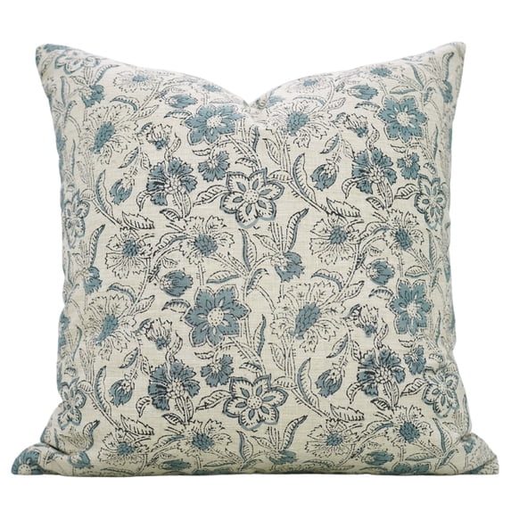 Fabdivine Linen Blend Pillowcase cushion Cover, Farmhouse Décor, Throw (Jarul, Blue) 26"X26", Boho pillowcase
