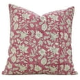 thumbnail image 1 of Fabdivine “Manikarnika” Pink Floral Block Print Cushion – Handmade Linen Blend Pillow for Farmhouse & Boho Décor, 1 of 6