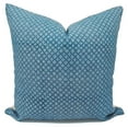 thumbnail image 1 of Fabdivine Off White Linen Hand Block Print Contemporary Throw Cushion Cover , 14"X14", Blue, 1 of 5