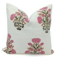 thumbnail image 1 of Fabdivine Off White Linen Hand Block Print Outdoor Throw Cushion Cover ,Handmade, Boho, 22"X22", Pink, 1 of 4