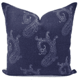 thumbnail image 1 of Fabdivine Off white Linen Hand Block Print Decorative Throw Pillow Cover , 14"X14", Blue, 1 of 5
