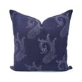 thumbnail image 1 of Fabdivine Off white Linen Hand Block Print Decorative Throw Pillow Cover , 16"X16", Blue, 1 of 5