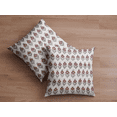 thumbnail image 1 of Fabdivine Pack Of 2 Block Print Throw Pillow Cover, 26x26 Inch Off White Linen Decorative Cushion Cover, Floral Boho Design Red Pillow Cover for Sofa And Couch, 1 of 7