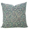 thumbnail image 1 of Fabdivine Pure Linen Block Print 18"X18" Decorative Throw Pillowcase Cover, BLue, 1 of 4