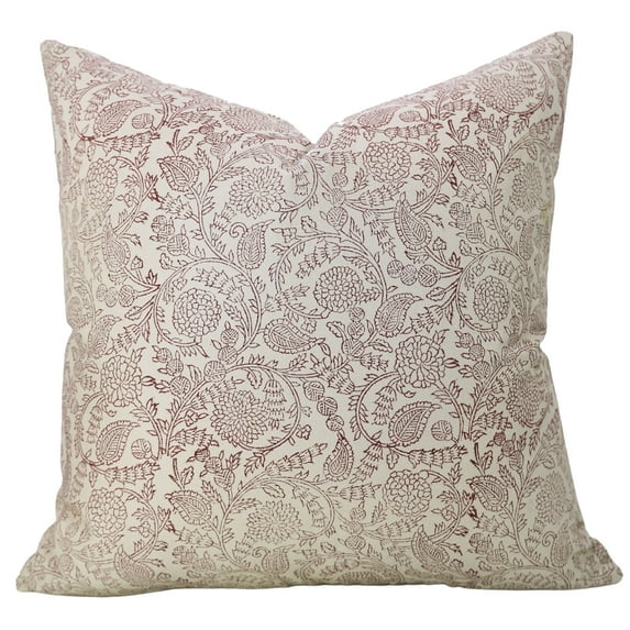 Fabdivine Satin Cotton Block Print 24"X24" Decorative Throw Cover, Mahroon