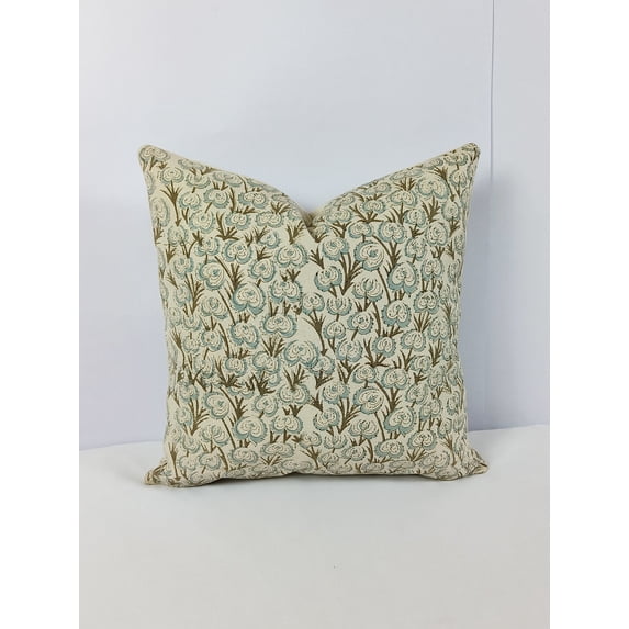 Fabdivine Thick Cotton Hand Block Print Decorative Throw Pillow Cover , 16"X16", Green