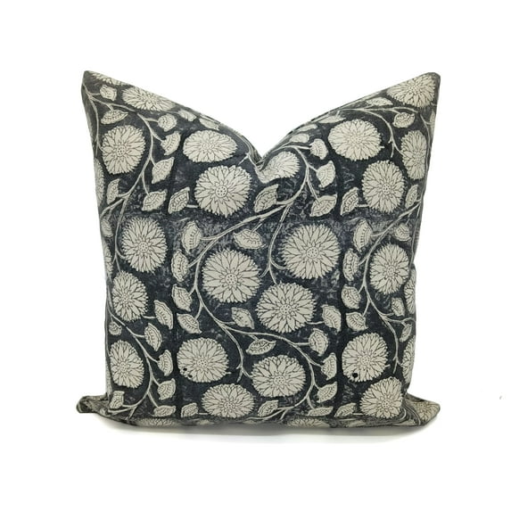 Fabdivine Thick Cotton Hand Block Print Farmhouse Throw Cushion Cover , 18"X18", Black