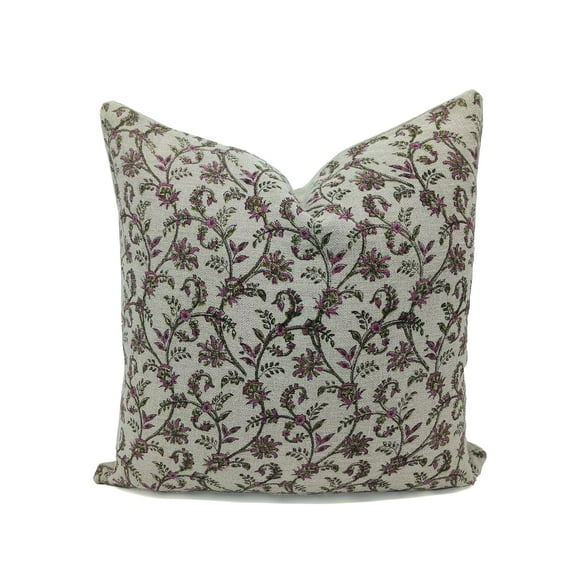 Fabdivine Thick Linen Hand Block Print Boho Throw Cushion Cover , 20"X20", Pink