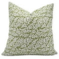 thumbnail image 1 of Fabdivine Thick Linen Hand Block Print Contemporary Throw Cushion Cover , 20"X20", Green, 1 of 5