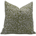 thumbnail image 1 of Fabdivine Thick Linen Hand Block Print Decorative Throw Pillow Cover , 16"X16", Green, 1 of 5