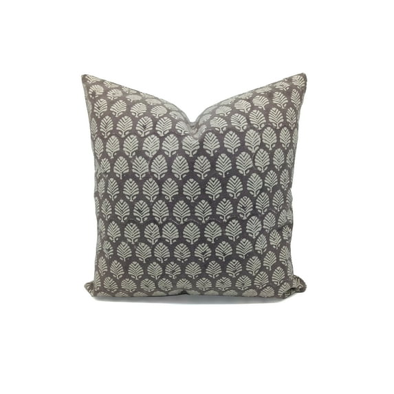 Fabdivine Thick Linen Hand Block Print Farmhouse Throw Cushion Cover , 20"X20", Choclate Brown