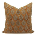 thumbnail image 1 of Fabdivine Thick Linen Hand Block Print Farmhouse Throw Cushion Cover , 22"X22", Brown, 1 of 5