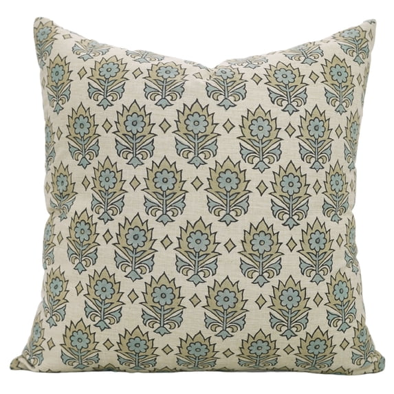 Fabdivine's Block Print designs, 18"X18", Lightweight & Soft Linen Blend Pillow Covers , Kusum