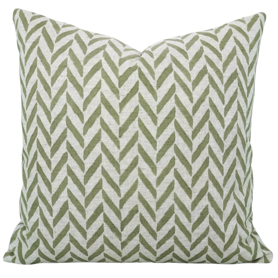 Fabdivine's Handmade Pillow Cover with Hand Block Print 26"X26", Farmhouse Decor, Green, Jheel