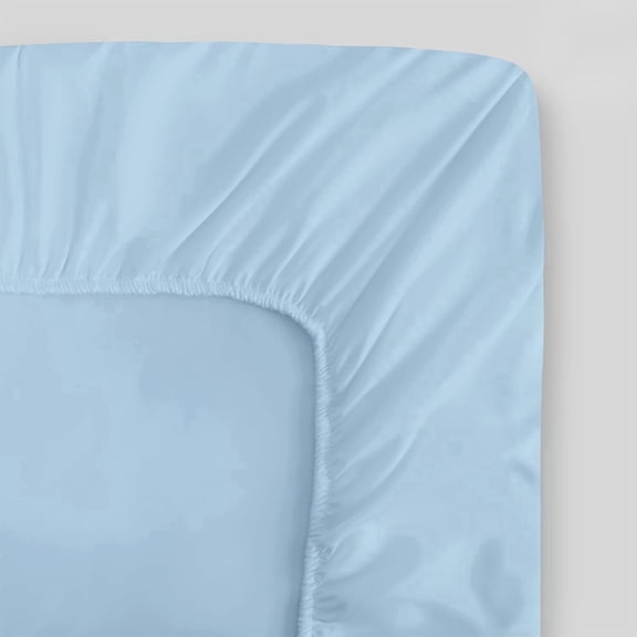 Fabdreams 1 Organic Cotton Twin Fitted Sheet Only, 100% Cotton Cooling Sheets, 300 Thread Count, Percale Weave, Crisp & Breathable, GOTS Certified, Fits up to 17" (Light Blue)