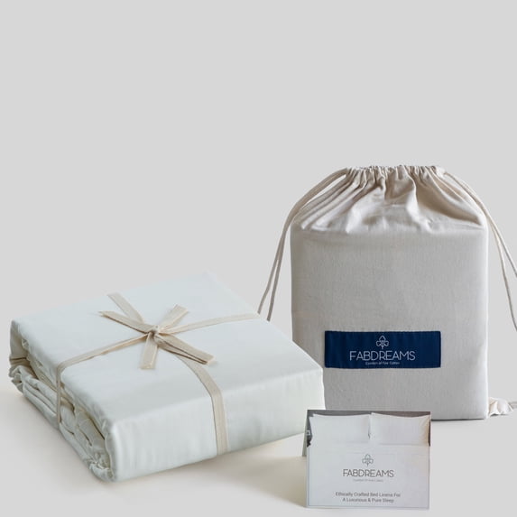 Fabdreams 100% Organic Cotton GOTS Certified 300 TC Percale King Sheet Set | Ivory