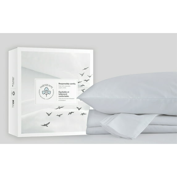 Fabdreams 100% Organic Cotton GOTS Certified 400 TC Sateen Cal King Sheet Set | White