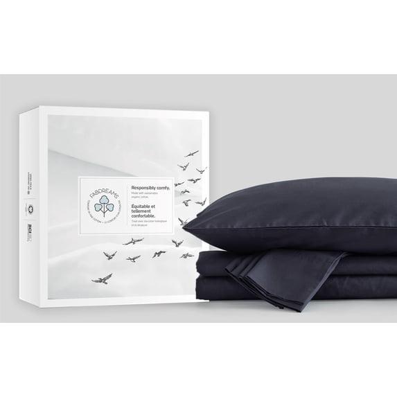 Fabdreams 100% Organic Cotton GOTS Certified 400 TC Sateen King Sheet Set | Dark Gray