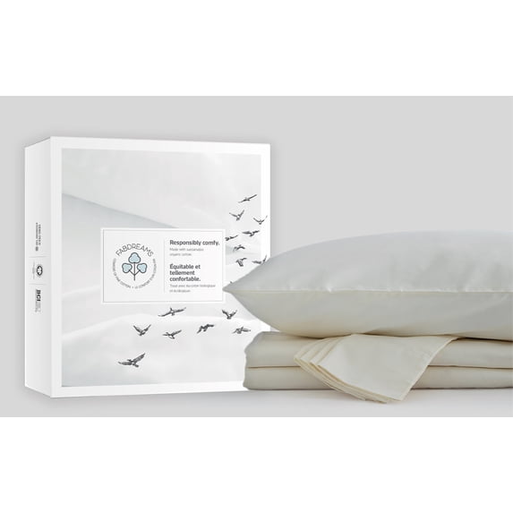 Fabdreams 100% Organic Cotton GOTS Certified 400 TC Sateen King Sheet Set | Ivory