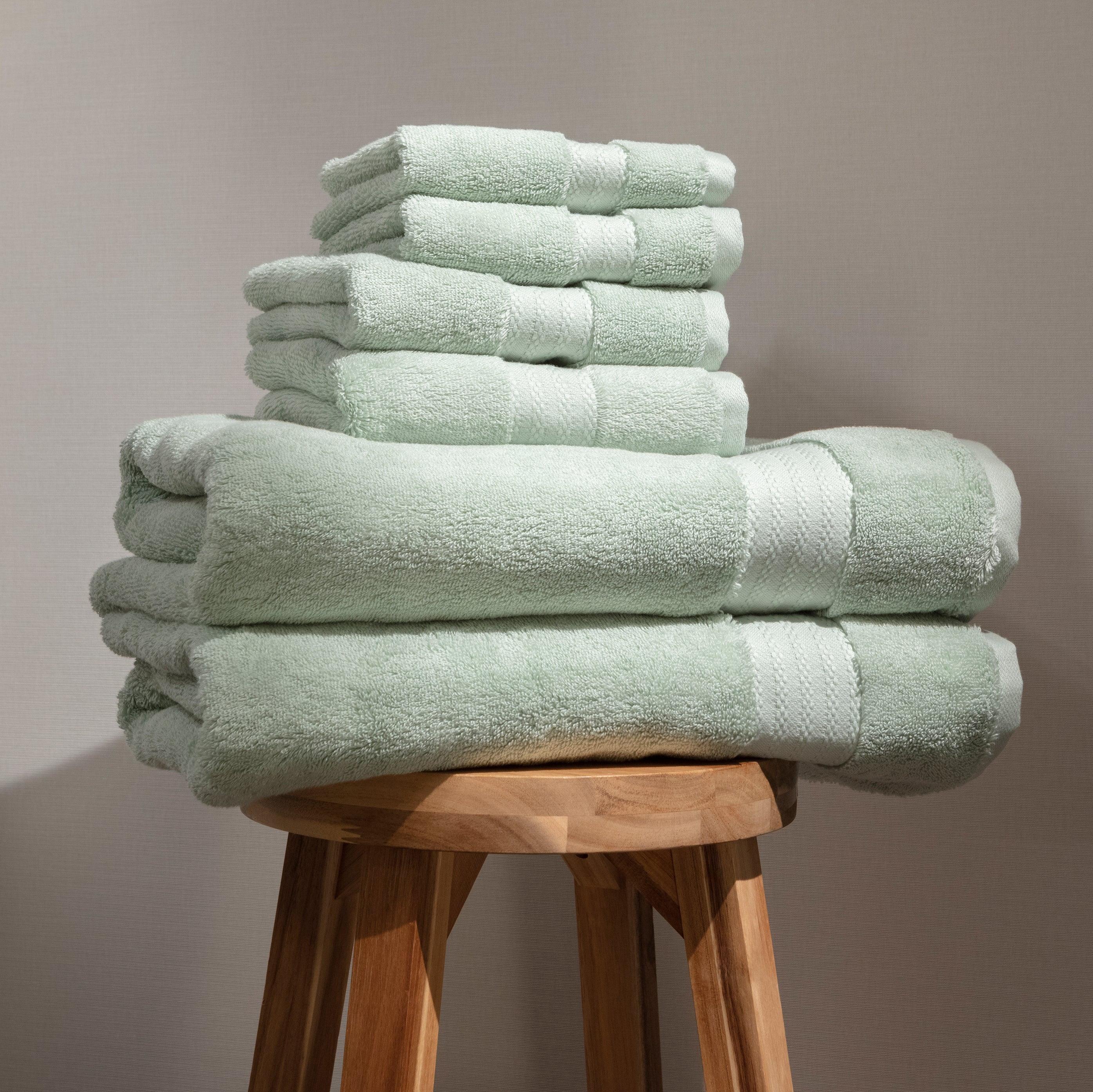Fabdreams 100% Organic Cotton GOTS Certified 700 GSM Bathroom Towel Set of 6, 2 Bath Towels 30 x 56, 2 Hand Towels 16 x 30, 2 Wash Cloths 13 x 13, Green