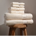 thumbnail image 1 of Fabdreams 100% Organic Cotton GOTS Certified 700 GSM Bathroom Towel Set of 6, 2 Bath Towels 30 x 56, 2 Hand Towels 16 x 30, 2 Wash Cloths 13 x 13, Ivory, 1 of 8