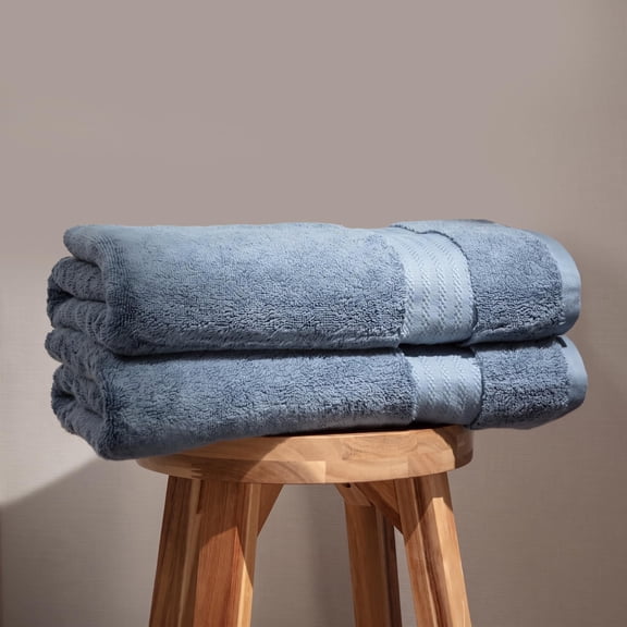Fabdreams 100% Organic Cotton GOTS Certified 700 GSM Bathroom Towel Set of 2 30 x 56, Dark Blue