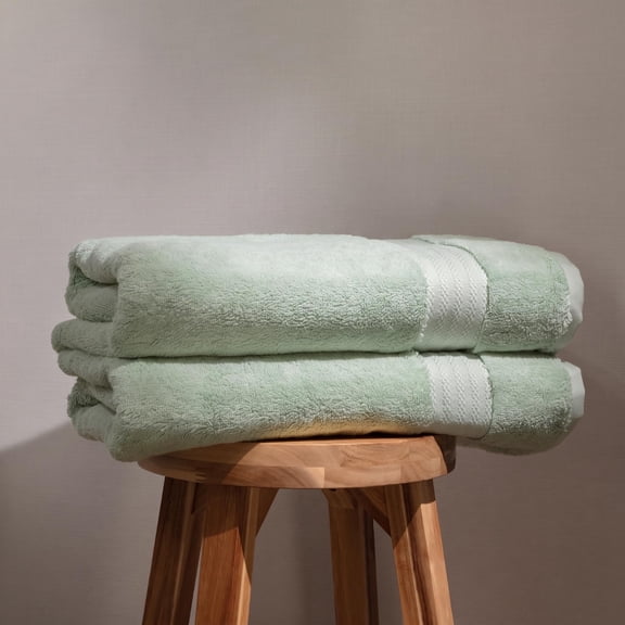 Fabdreams 100% Organic Cotton GOTS Certified 700 GSM Bathroom Towel Set of 2 30 x 56, Green