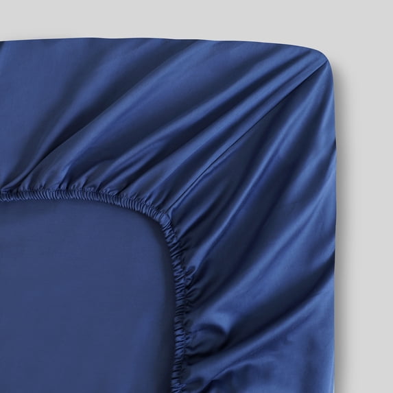Fabdreams GOTS Certified 100% Organic Cotton Queen Fitted Sheet|400 Thread Count|Soft Silky Shiny|Luxury Hotel Collection| Fits Upto 17" Deep Pocket Mattress | Sustainable |Dark Blue