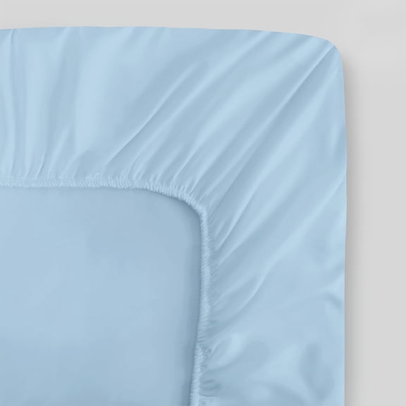 Fabdreams GOTS Certified Percale Weave 100% Organic Cotton King Fitted Sheet|300 Thread Count| Cool Crisp Breathable| Luxury Finish| Fits Upto 17" Deep Pocket Mattress | Sustainable | Light Blue