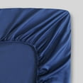 thumbnail image 1 of Fabdreams GOTS Certified Percale Weave 100% Organic Cotton Queen Fitted Sheet|300 Thread Count| Cool Crisp Breathable| Luxury Finish| Fits Upto 17" Deep Pocket Mattress | Sustainable |Dark Blue, 1 of 9