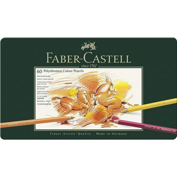 Faber-Castel 110060 Polychromos Colored Pencil Set In Metal Tin, 60 Pieces