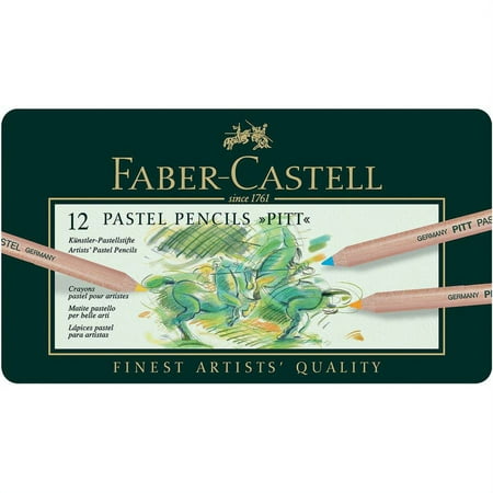 Faber-Castel FC112112 Pitt Pastel Pencils in A Metal Tin (12 Pack), Assorted