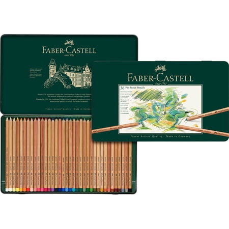 Faber Castel FC112136 Pitt Pastel Pencils in A Metal Tin 36 Pack Assorted