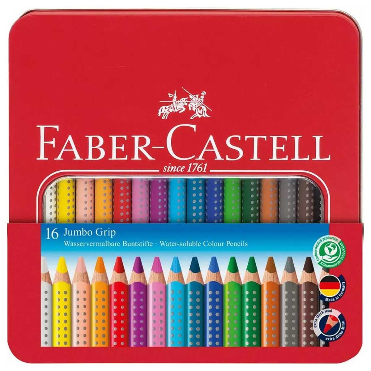 Faber-Castell 110916 Jumbo Grip Triangular Pencils, Tin of 16