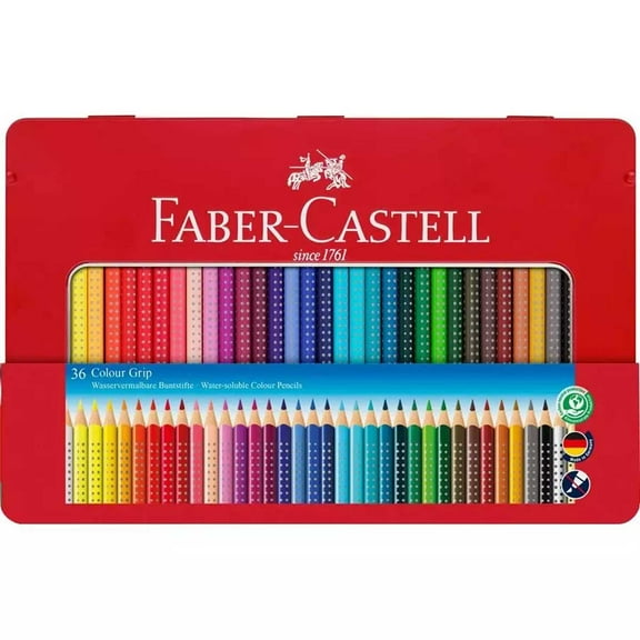Faber-Castell 112435 Colour Grip Wood Colour Pencil, Tin of 36