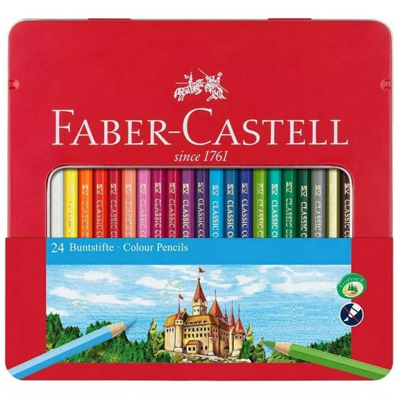 Faber-Castell 115824 Classic Colour Hexagonal Pencils, Tin of 24