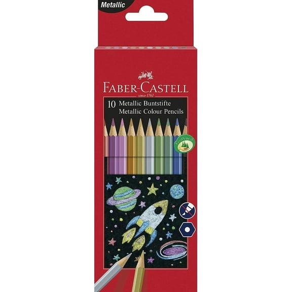 Faber-Castell - 20 15 83 - Metallic Colored Pencils - Pack of 10