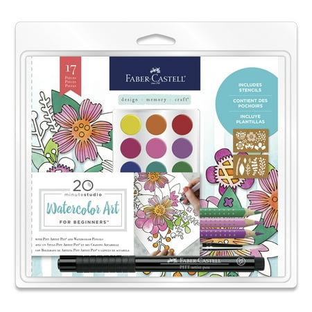 Faber-Castell 20 Minute Studio Watercolor Art Set for Adult Beginners, 17 Pieces