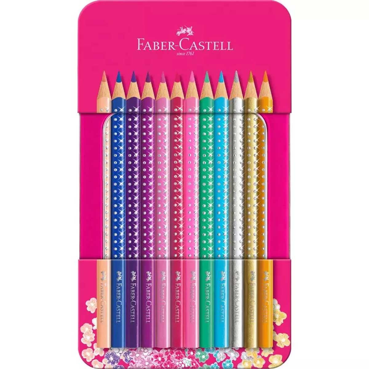 Faber-Castell 201737 Sparkle Brilliant Colour pencils, Tin of 12